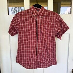 Wrangler Kids Red Plaid Button Down Shirt